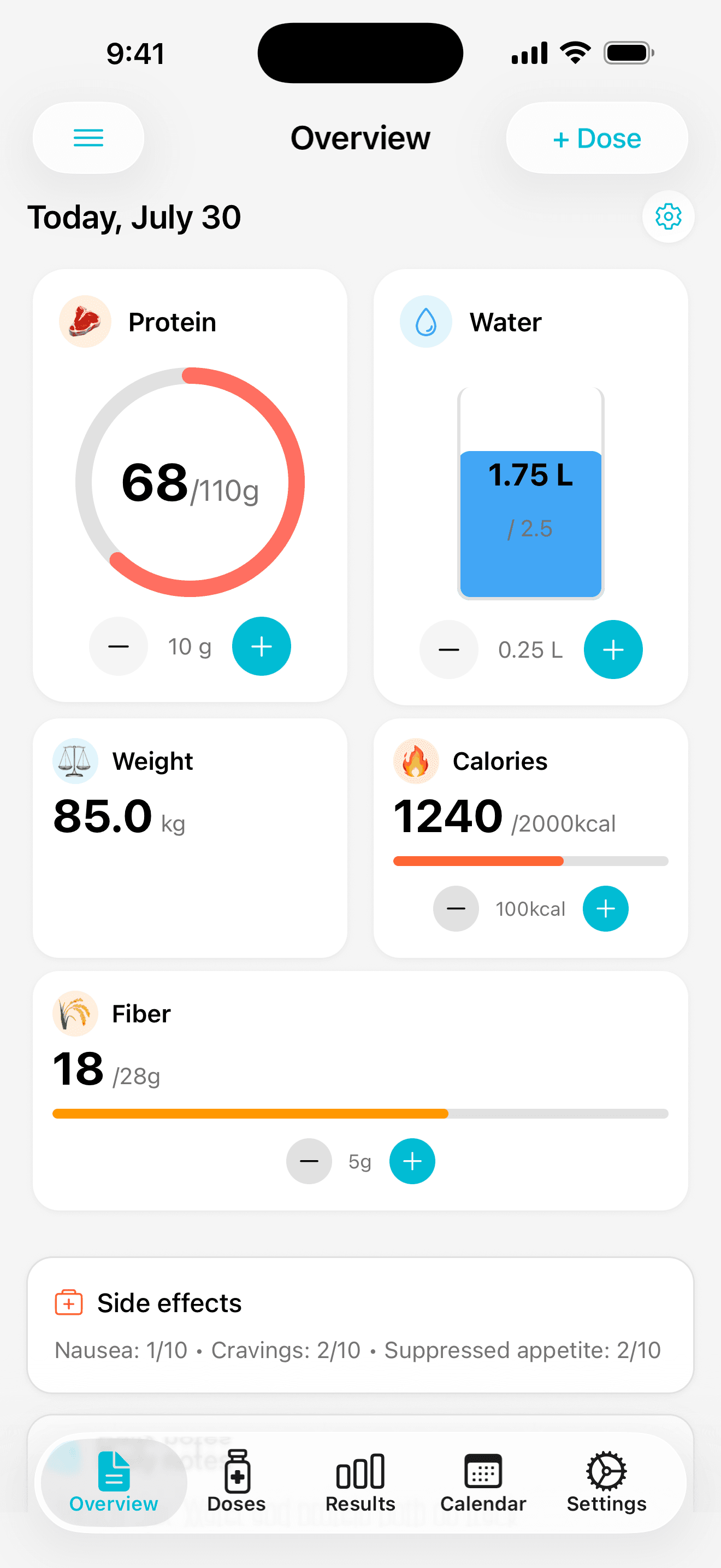 Dailivity app screen: Track everyday wellbeing alongside treatment.